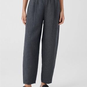 Eileen Fisher Charcoal Wide-Leg Linen Pants
